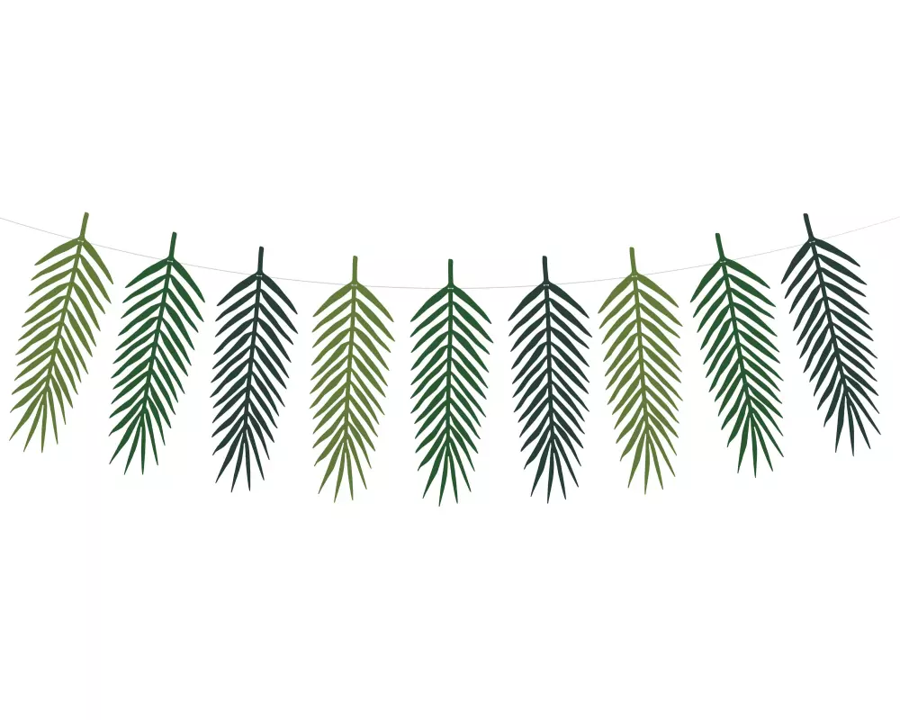 Partydeco Girlande Aloha Blätter 125 x 35 cm, Grün