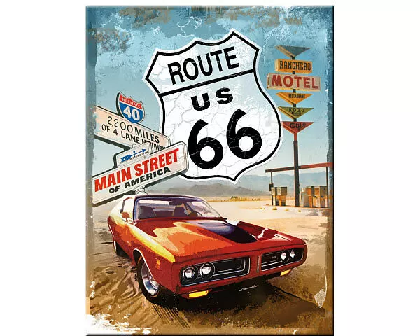 Magnet. US Highways / Route 66 Red Car, US Highways