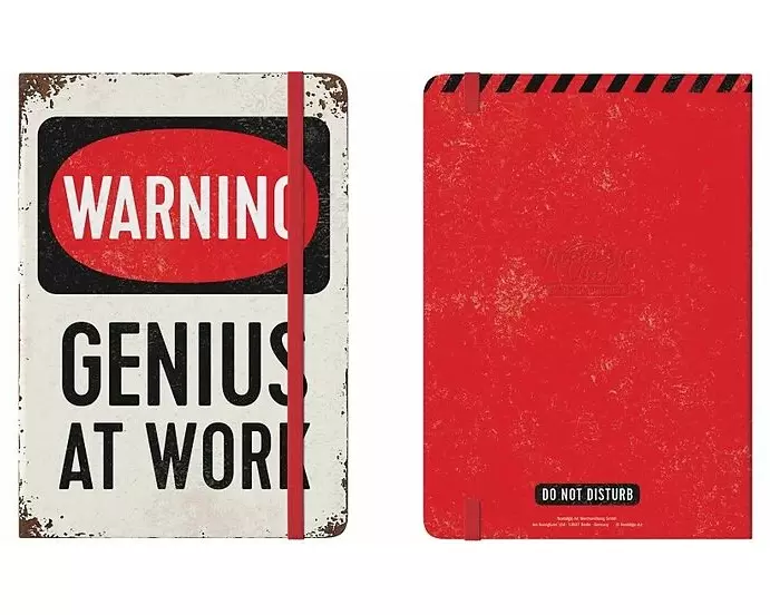 Notizbuch. Achtung / warning, genius at work / A5