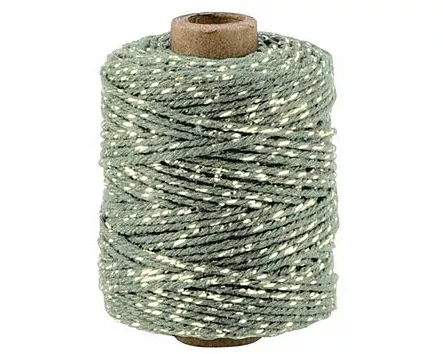 Lurex Baumwollkordel, Eucalyptus/gold, 50 m