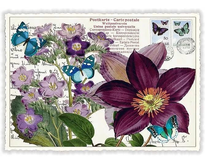 Postkarte / Blumen / blanko