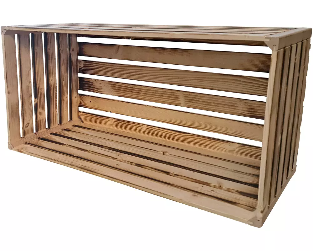 Holz Zollhaus Holzharasse geflammt, 35 x 70 x 32 cm