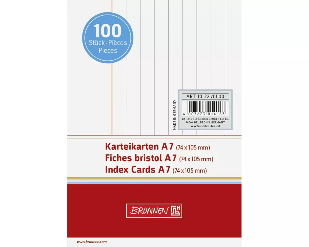 Brunnen Karteikarten A7 Liniert