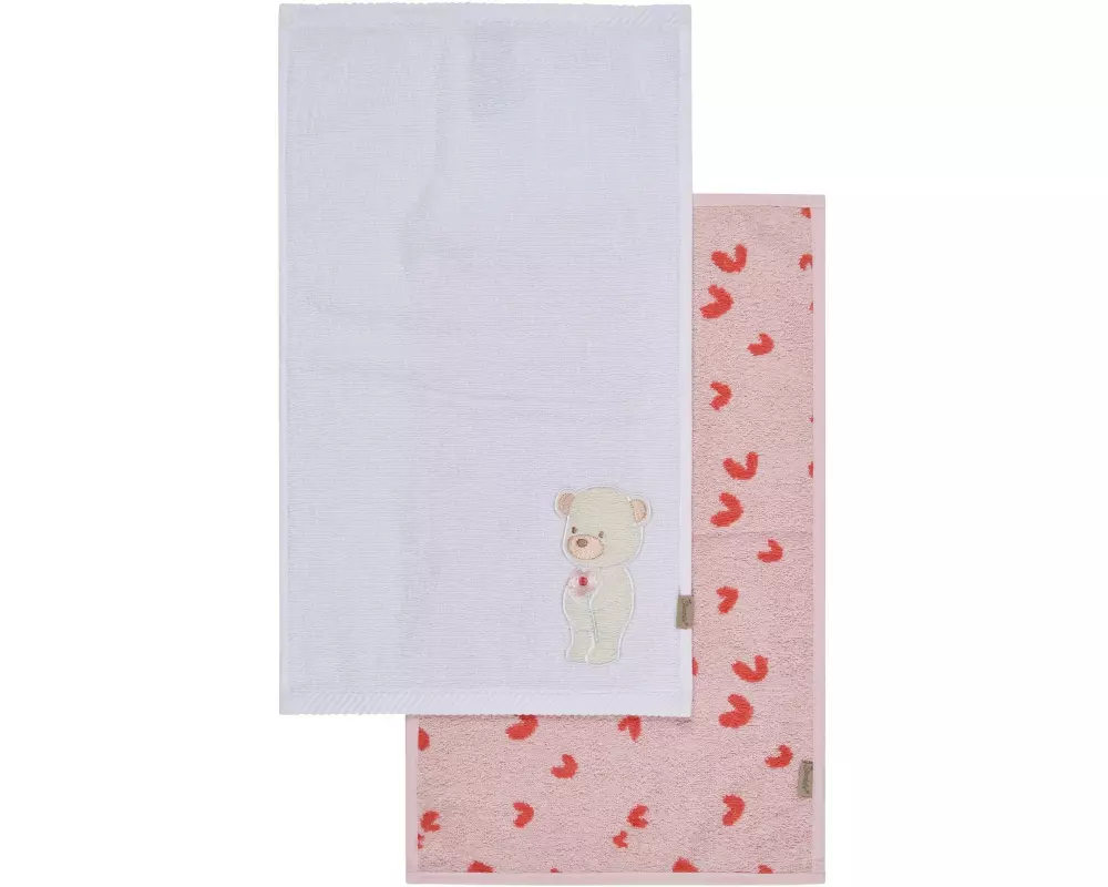 Sterntaler Kinderhandtuch Bär Betty 2 Stück, Rosa/Weiss