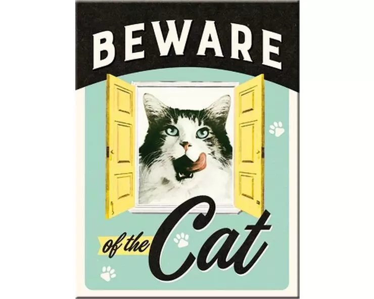 Nostalgic Art Haftmagnet Beware of the Cat 1 Stück, Mehrfarbig