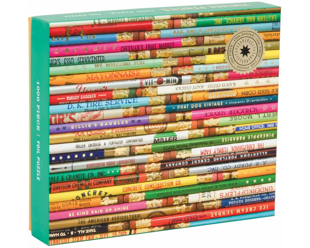 Phat Dog Vintage Pencils 1000 Piece Foil Stamped Puzzle