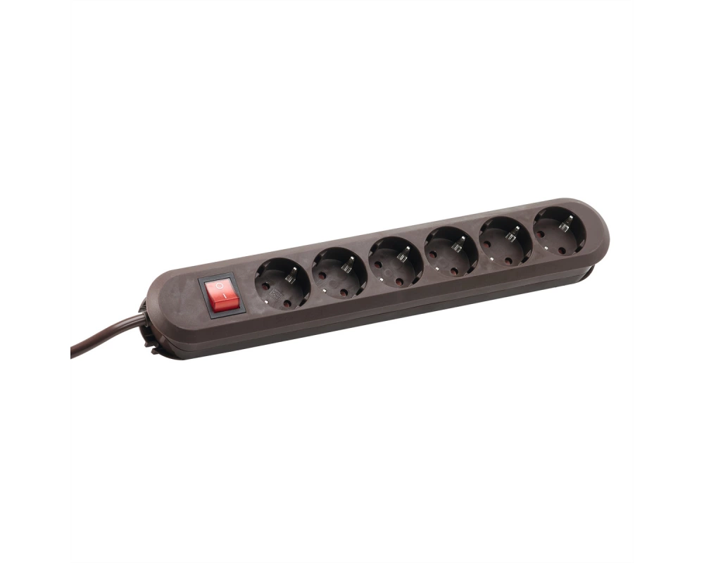 BACHMANN SMART Steckdosenleiste 6x CEE7/3, braun, mit Schalter