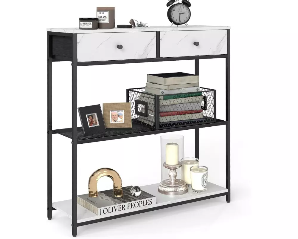 VASAGLE Konsolentisch 24 x 79.9 cm, Weiss/Schwarz