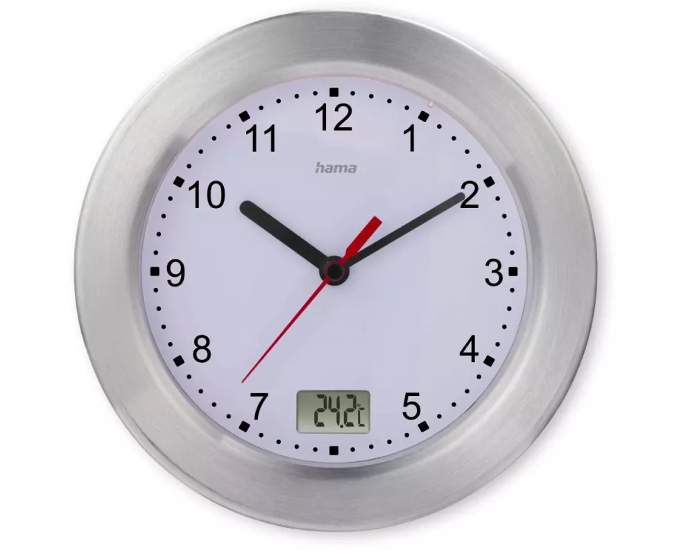 Hama Wanduhr Mauritius Ø 17 cm, Silber/Weiss