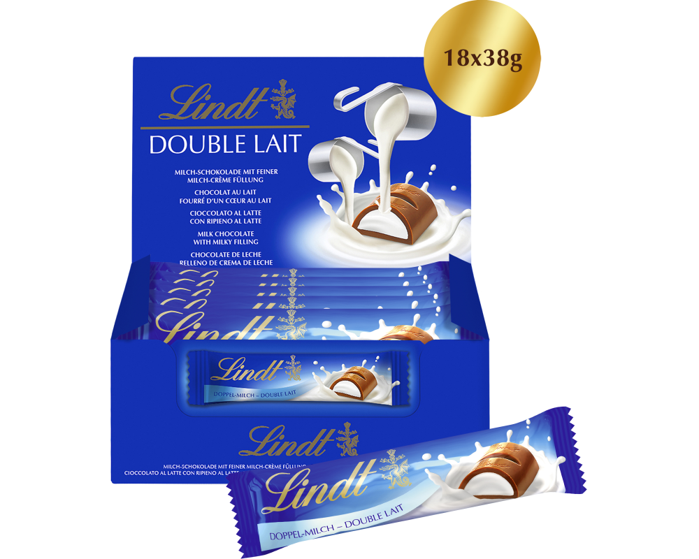 LINDT Schokoladenriegel 648800 Double Lait 18x38g