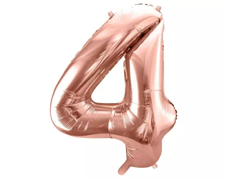 Partydeco Folienballon Ziffer 4 86 cm, Rosegold