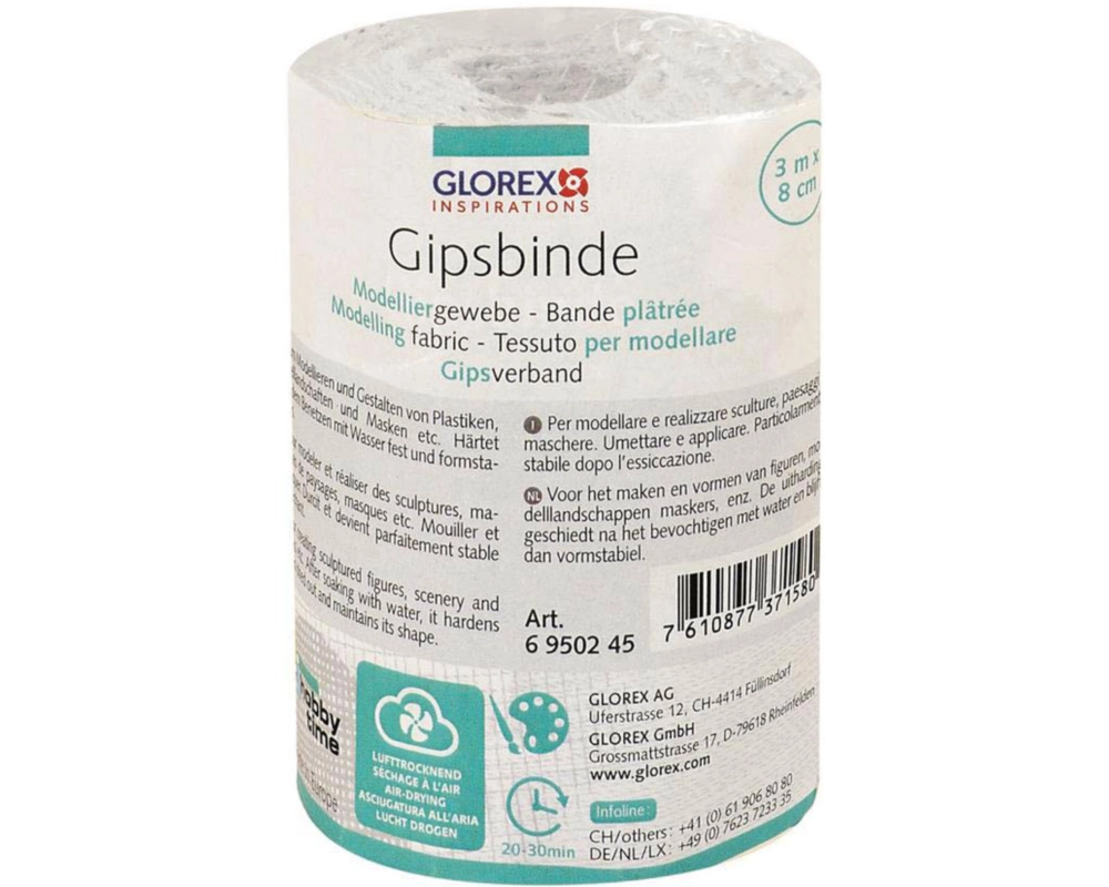 GLOREX Gipsbinde 8cmx3m 6950245 Modelliergewebe