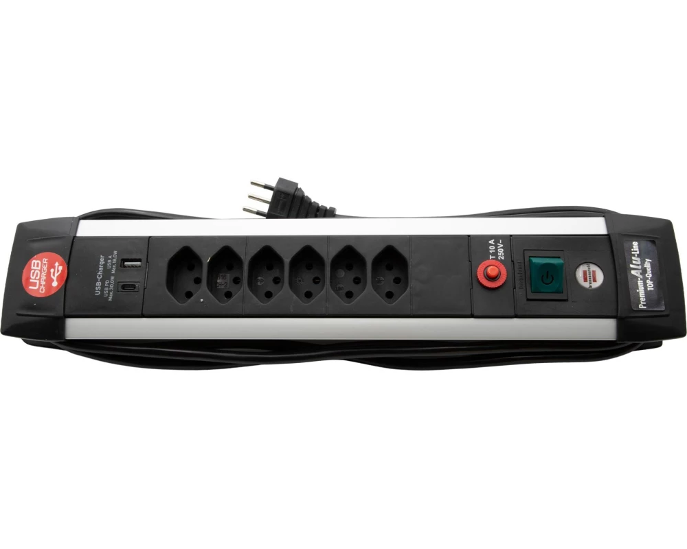Brennenstuhl Premium-Alu-Line 6-fach USB C PD 30W USB A 18W 3 m