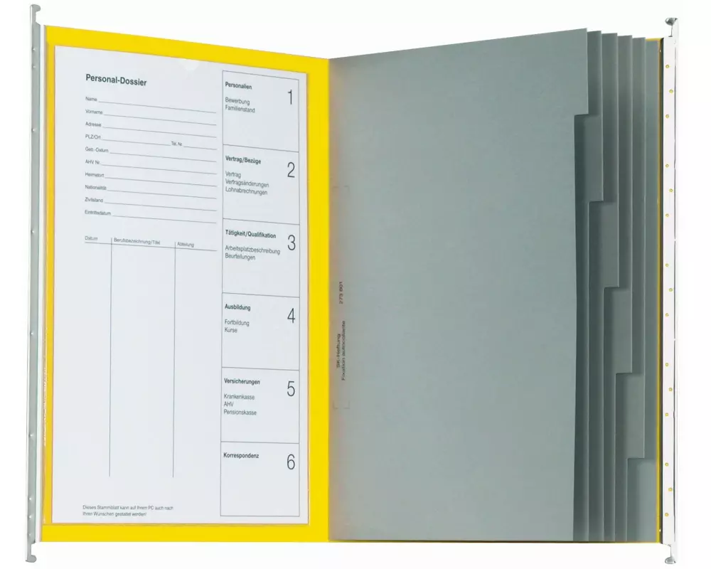 Biella Hängeregister Original Personaldossier Gelb, 10 Stück