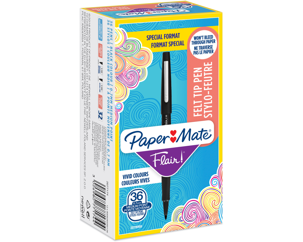 Paper Mate Fineliner Flair Original 0.7 mm, 36 Stück, Schwarz