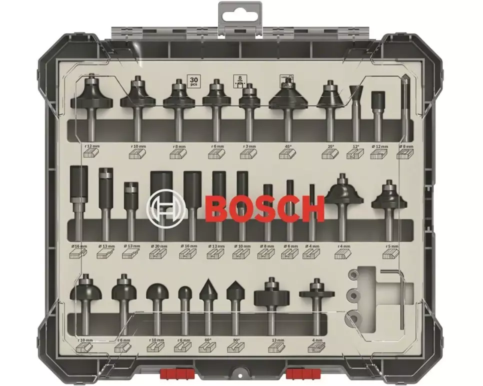 Bosch Professional Fräserset 8-mm-Schaft 30-teilig