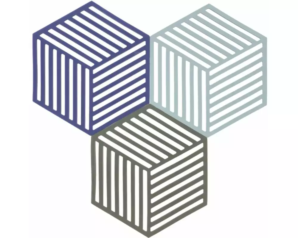 Zone Denmark Topfuntersetzer Hexagon, 3er Set Grau/Mehrfarbig