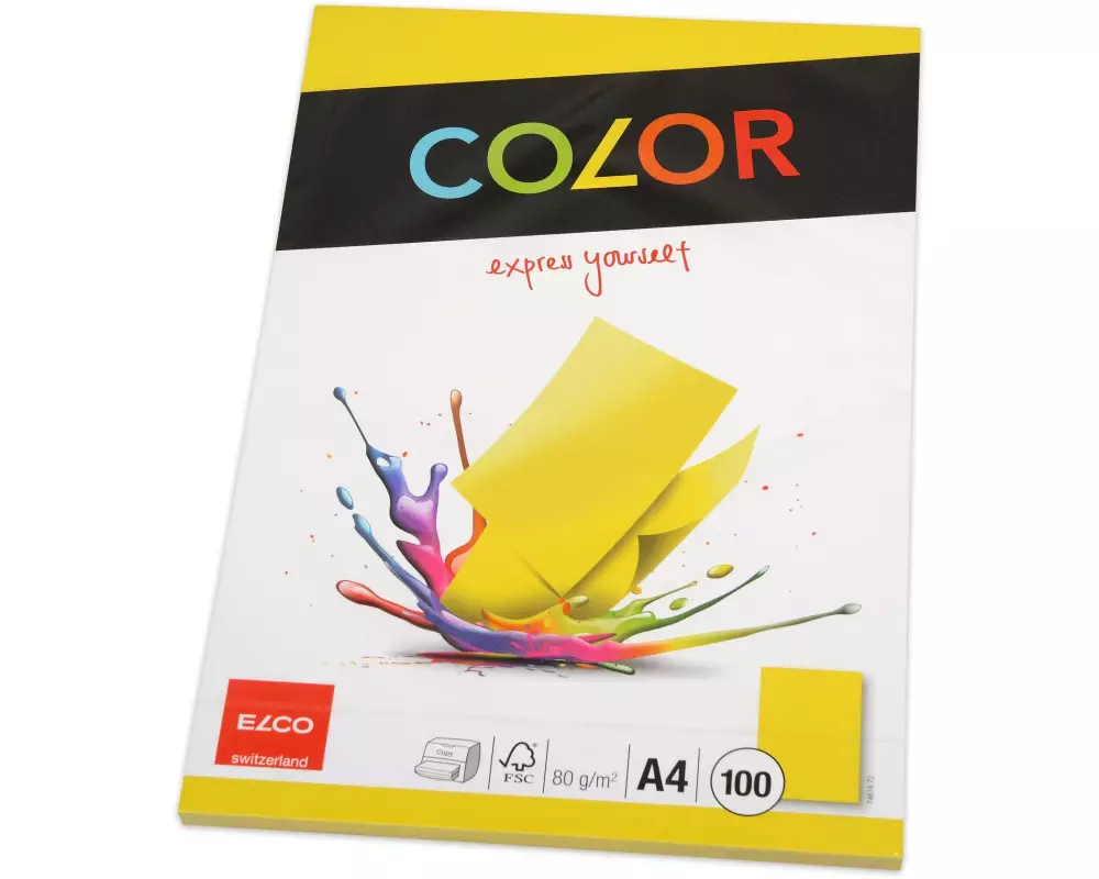 ELCO Kopierpapier Color A4, Gelb, 80 g/m², 100 Blatt