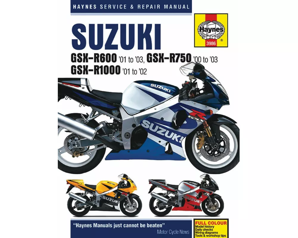 Suzuki GSX-R600 (01 - 03), GSX-R750 (00 - 03), GSX-R1000 (01 - 02) Haynes Repair Manual