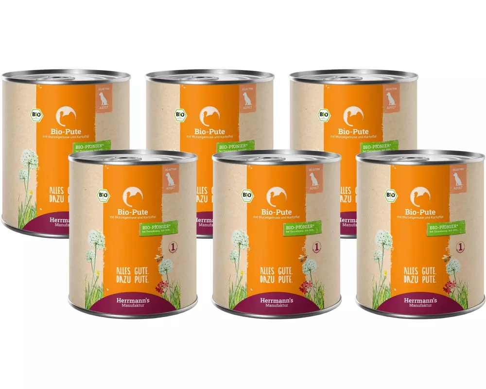 Herrmann's Nassfutter Bio Pute mit Pastinake und Kartoffel 6 x 800 g