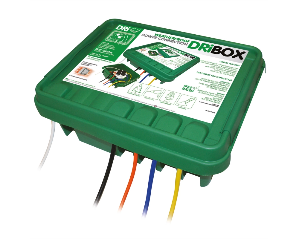 Dri Box Kabelverstauung gross, IP55, 5x Kabeleinführung, grün