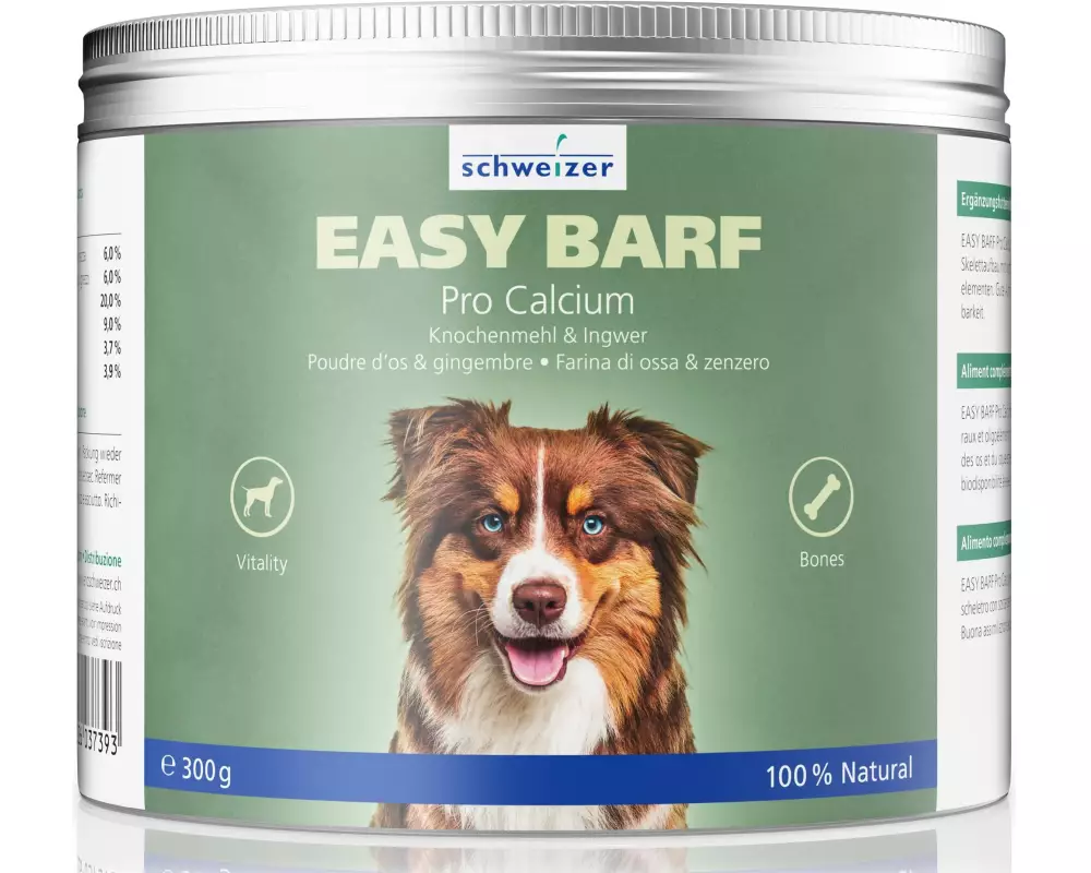 Eric Schweizer Hunde-Nahrungsergänzung Easy Barf Pro Calcium Pulver, 300 g