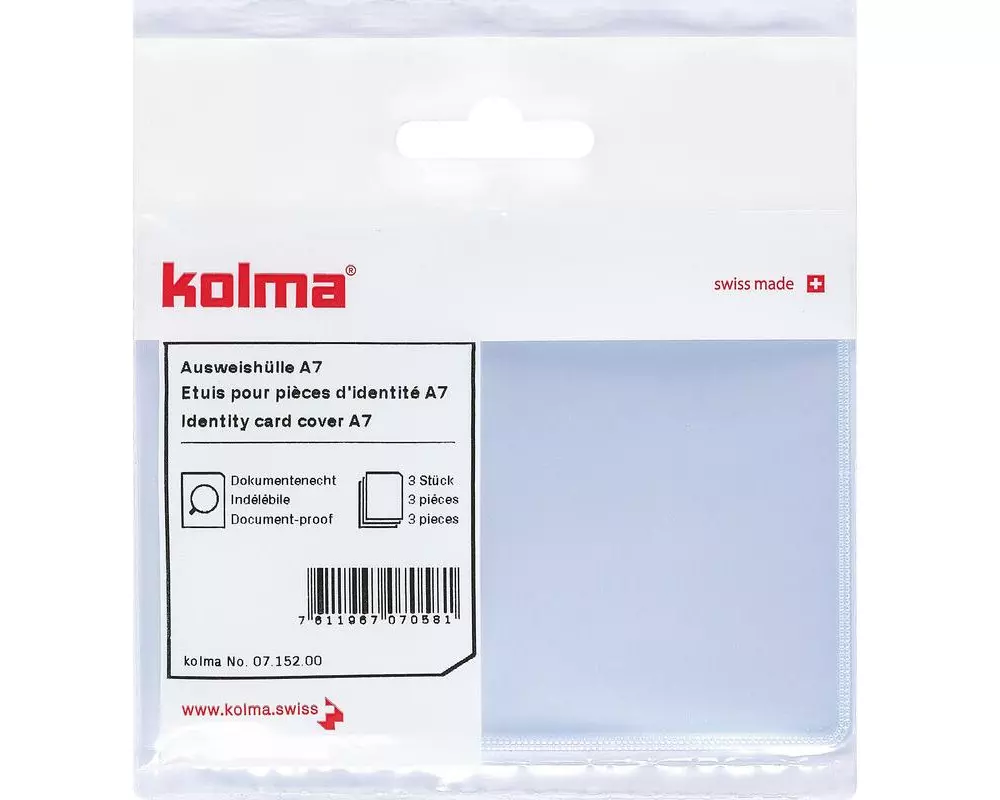 Kolma Ausweishalter A7 CopyResistant Transparent, 3 Stück