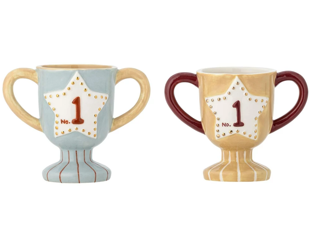 Bloomingville Kindertasse Trophy 150 ml, 2 Stück, Blau/Gelb