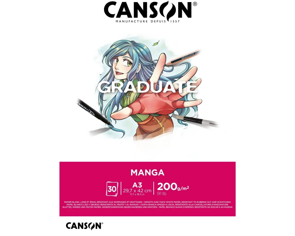 Canson Zeichenblock Graduate Manga A3, 30 Blatt