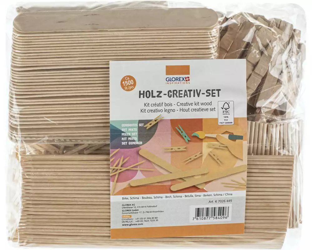 Glorex Holzkleinteile Holz-Creativ-Set ca. 1500 Teile