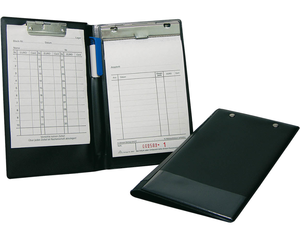 WEDO Kassablock-Hülle 57101 schwarz 2 Klammern