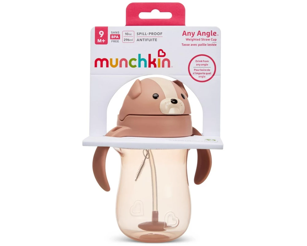 Munchkin Trinklernbecher Any Angle Dog 296 ml, Braun