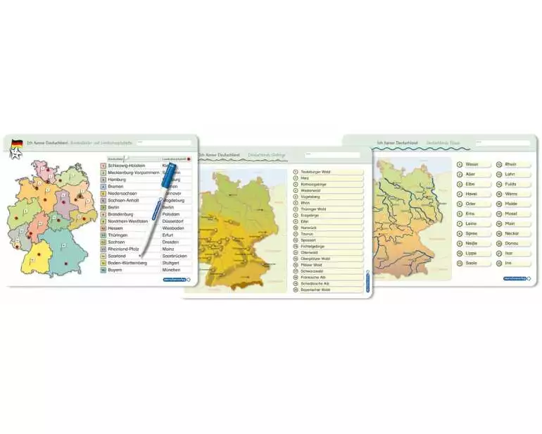 Ich kenne Deutschland - 1. Bundesländer & Landeshauptstädte, 2. Flüsse, 3. Gebirge im Set