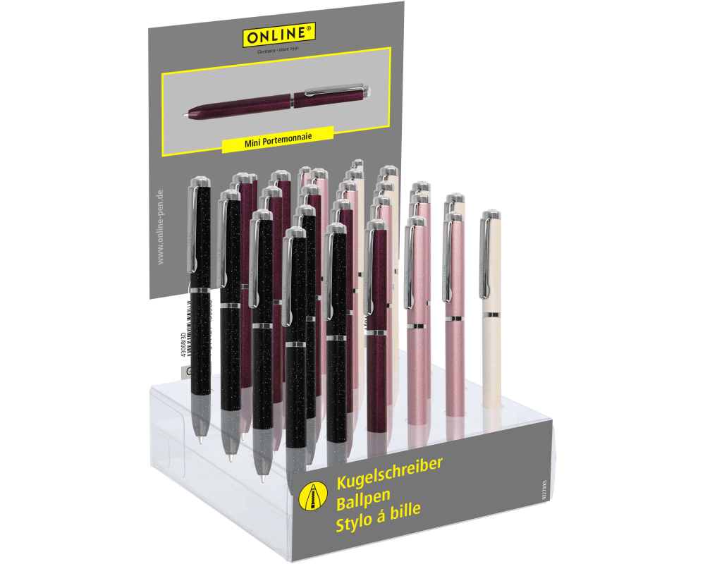 ONLINE Display Kugelschreiber Crystal 43041/24 Mini Portemonnaie, M 24 Stück