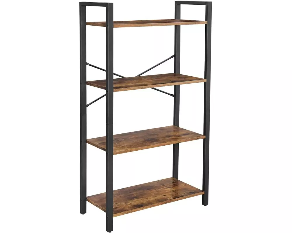 VASAGLE Regal mit 4 Ebenen 66 x 120 cm, Braun/Schwarz