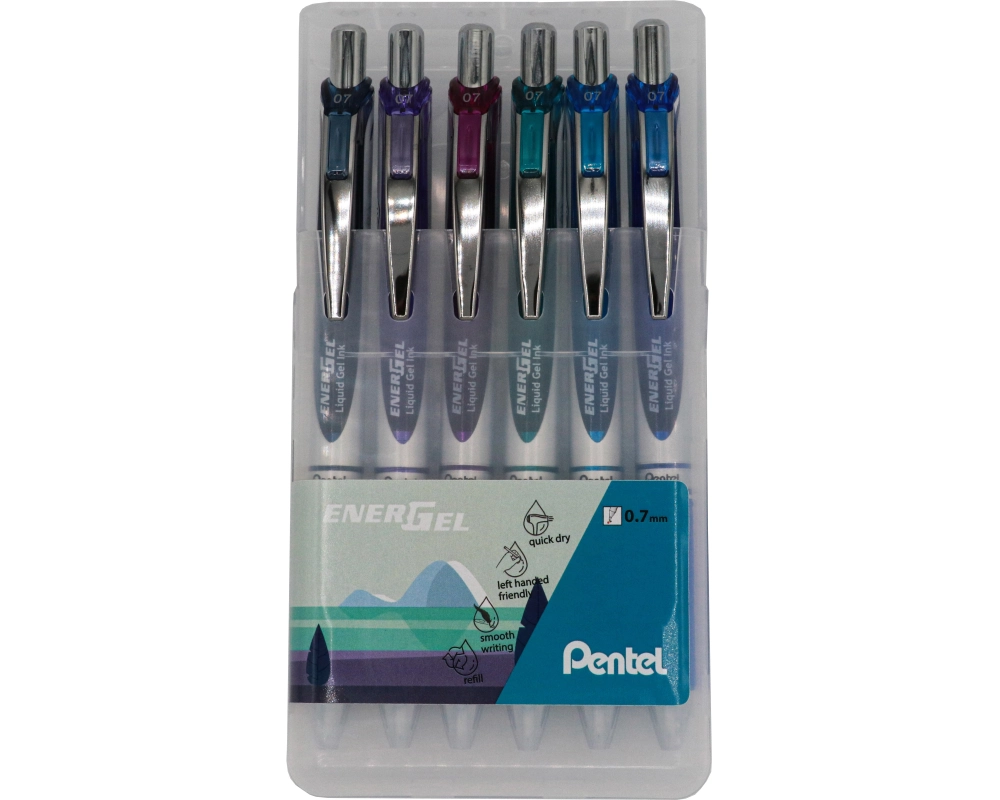 PENTEL Rollerball EnerGel 0.7mm BL77-6OC Ocean Set 6 Stück