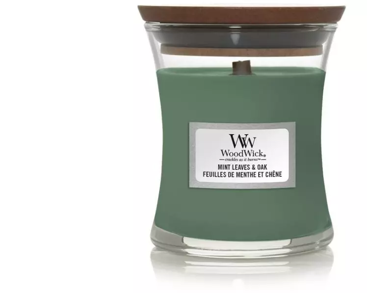 Woodwick Duftkerze Leaves & Oak Mini Jar