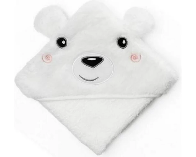 Thermobaby Kapuzenhandtuch Bär Baumwolle 70 x 70 cm Weiss