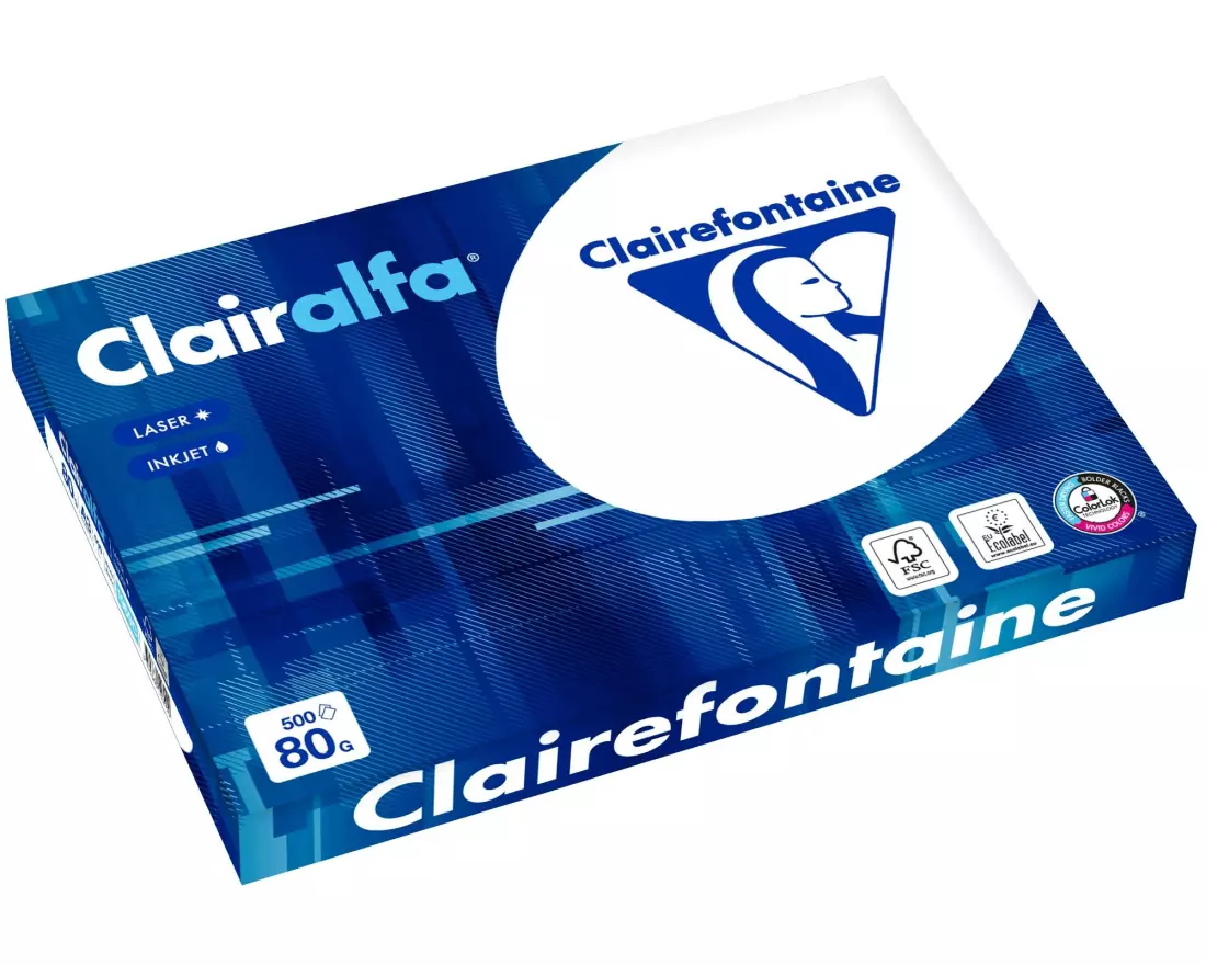 Fischer Papier Universalpapier Clairalfa A3, Weiss, 80 g/m², 500 Blatt