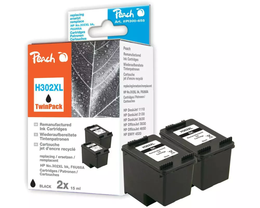 Peach Tintenset HP Nr. 302XL (F6U68A)