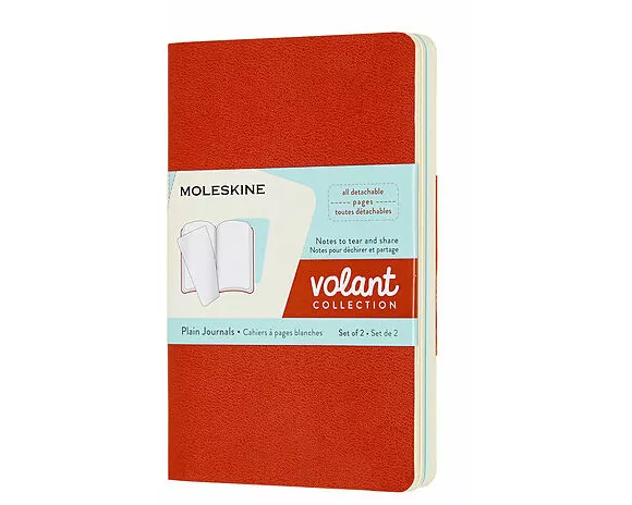 Moleskine Volant P/A6, 2x Set, Plain, Soft Cover, Coral Orange, Aquamerine Blue