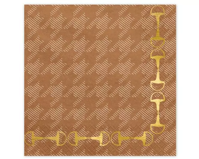 Partydeco Papierservietten Steigbügel, Braun, 33 x 33 cm, 12 Stück