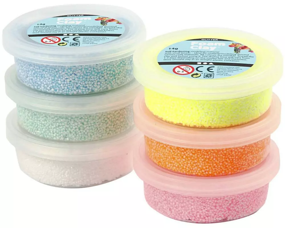 Creativ Company Modellier-Set Foam Clay 6 x 14 g Orange/Gelb/Pink/Hellblau