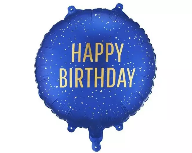 Partydeco Folienballon Happy Birthday 35 x 35 cm, Marineblau