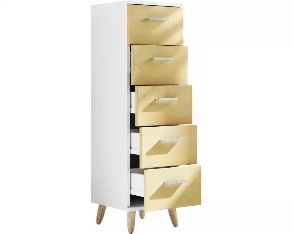 VCM Kommode Landos M 30 x 100 cm, Weiss/Honig-Eiche