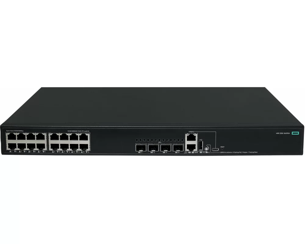 HPE Networking CW 2150 Switch, 16G, 4 SFP+ 10G Ports, PoE+ 248W, ACL, QoS, VLAN, Web GUI, CLI