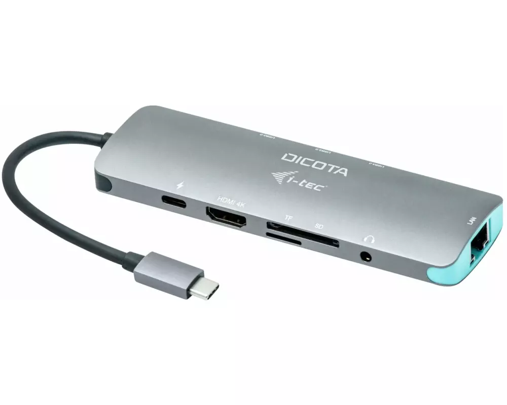 DICOTA USB-C Portable, 8-in-1, Docking Station, 4K HDMI/PD, 100W