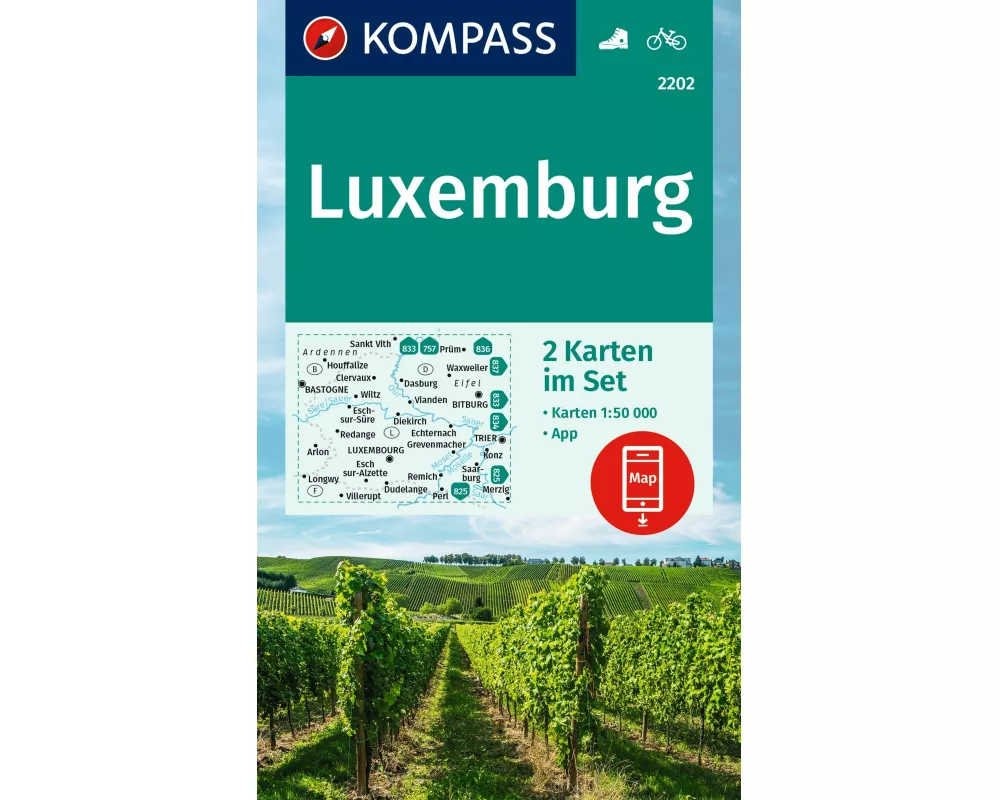 KOMPASS Wanderkarten-Set 2202 Luxemburg (2 Karten) 1:50.000