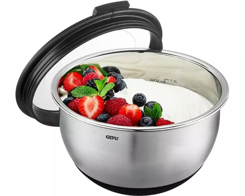 GEFU Rührschüssel Muovo 1 l, Schwarz/Silber