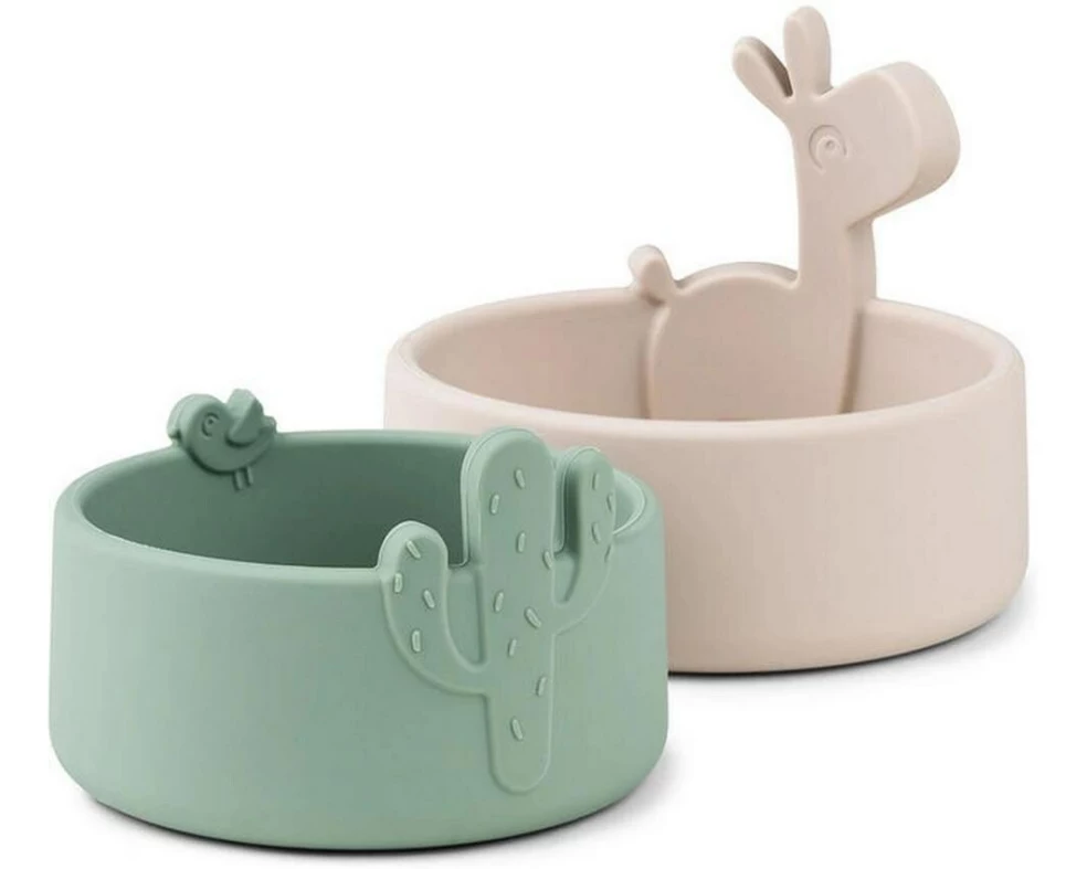 done by deer Kinderschüssel Silikon 2er Set Lalee Sand/Grün